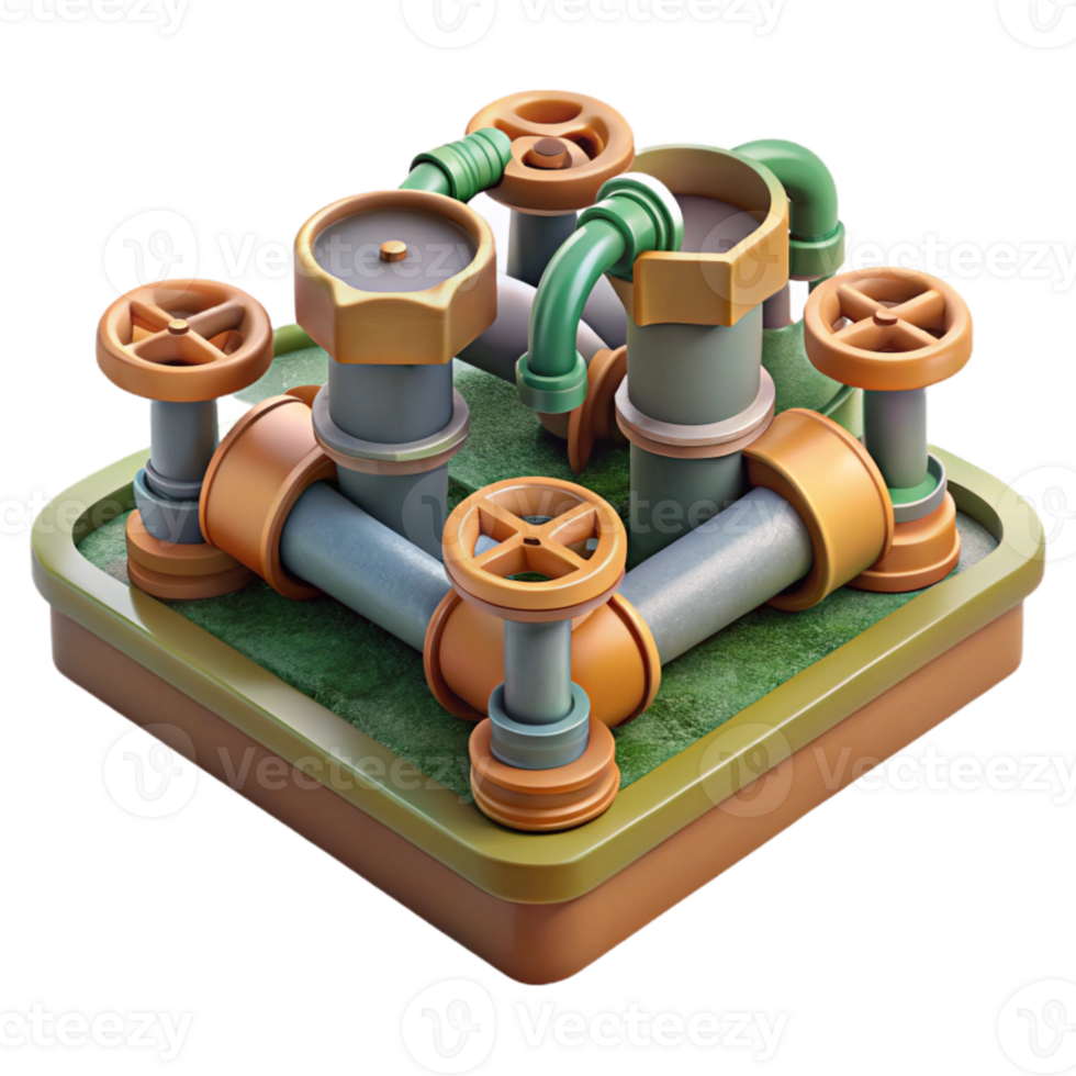 serene vintage Irrigation System Pipes and Valves Cutout Element genuine png