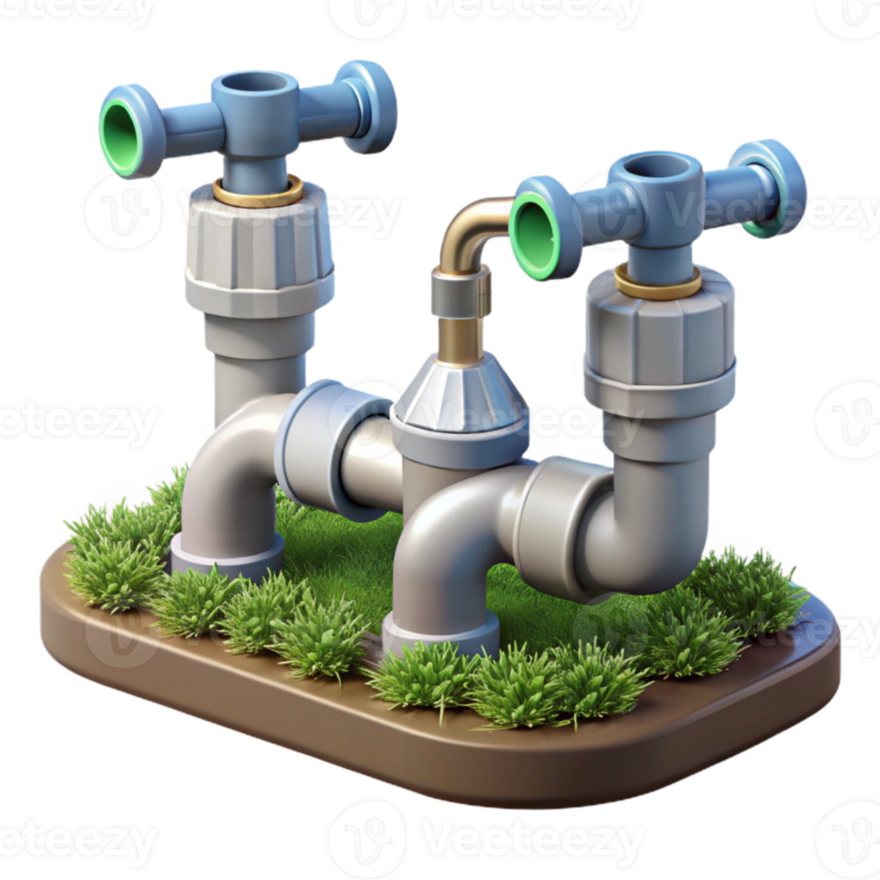 vibrant artistic Irrigation System Cutout with Sprinkler Heads Transparent Background original png