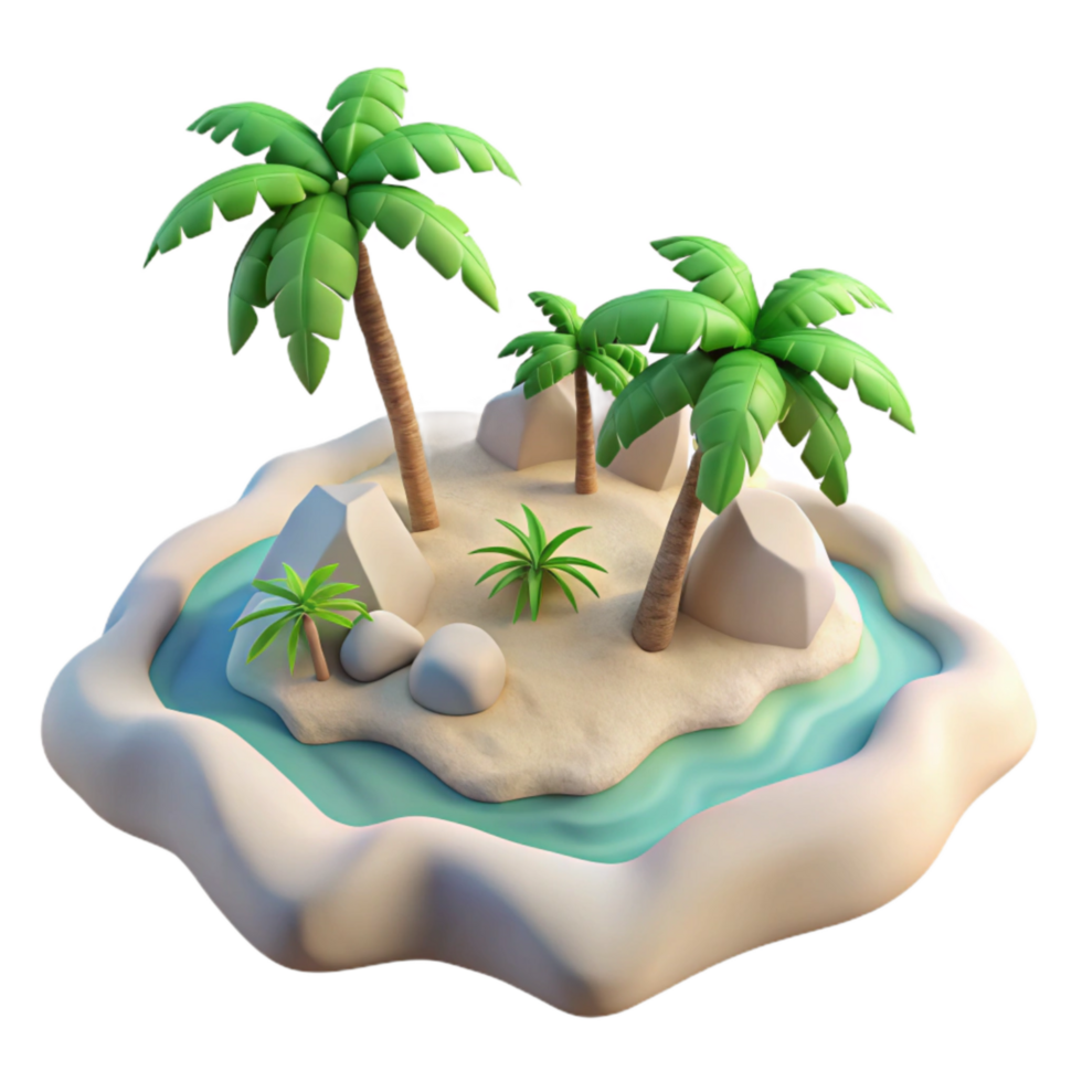 stunning abstract Island with White Sand Beaches Isolated Element high quality png