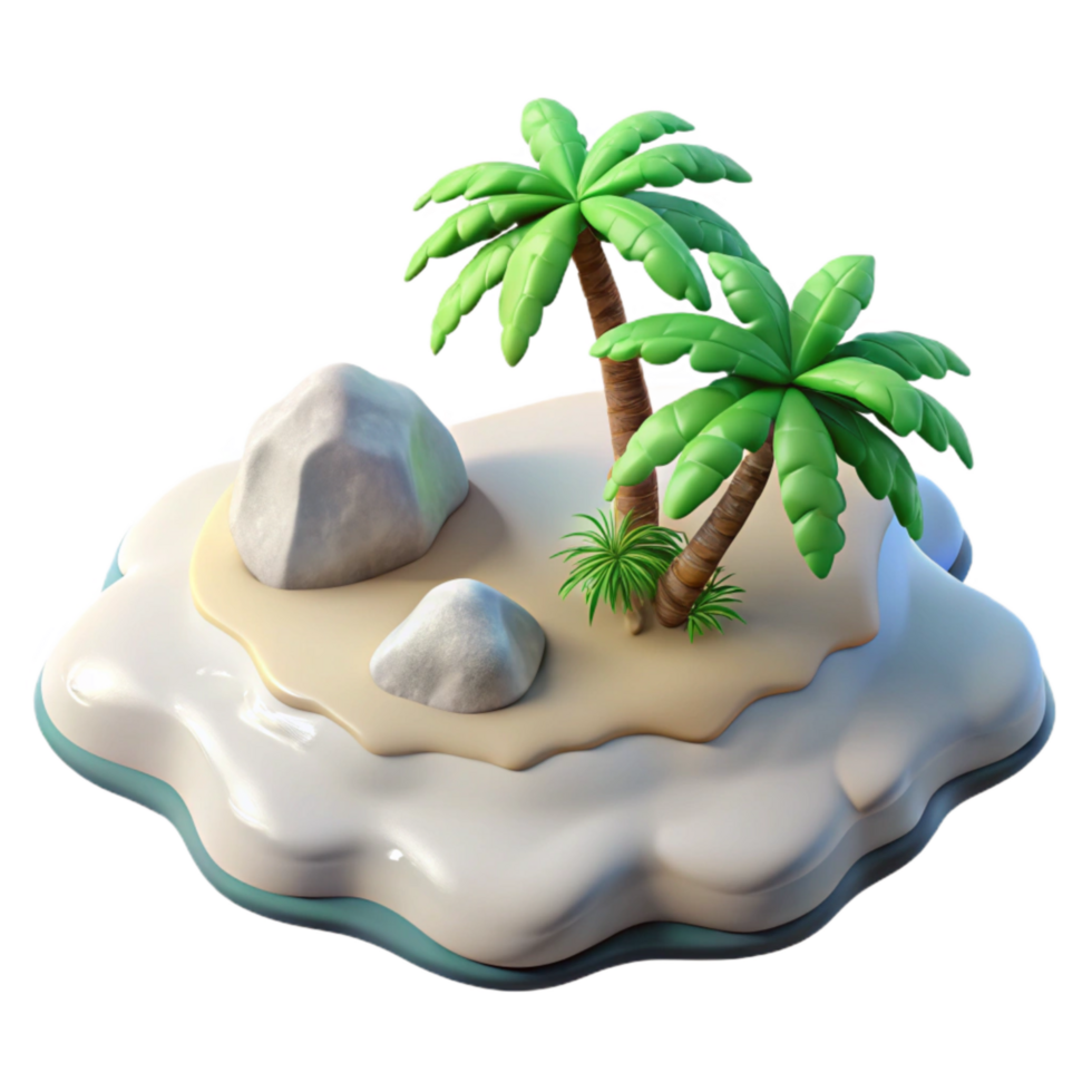 impressive traditional Island with White Sand Beaches Isolated Element exclusive png