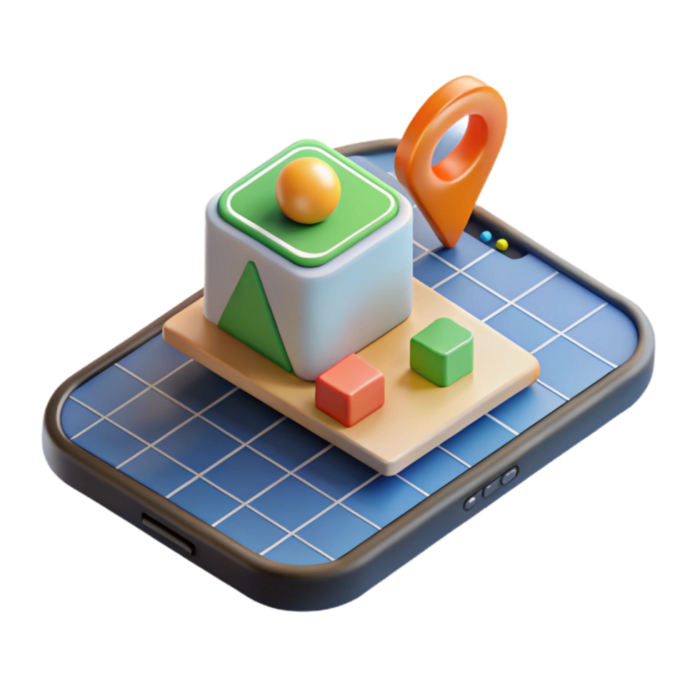 extraordinary contemporary Isometric Ar App Interface with Grid Background Cutout detailed png