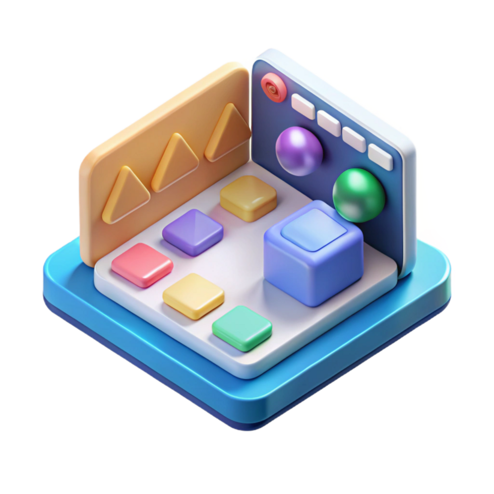 serene traditional Isometric Ar Application Interface Isolated detailed png