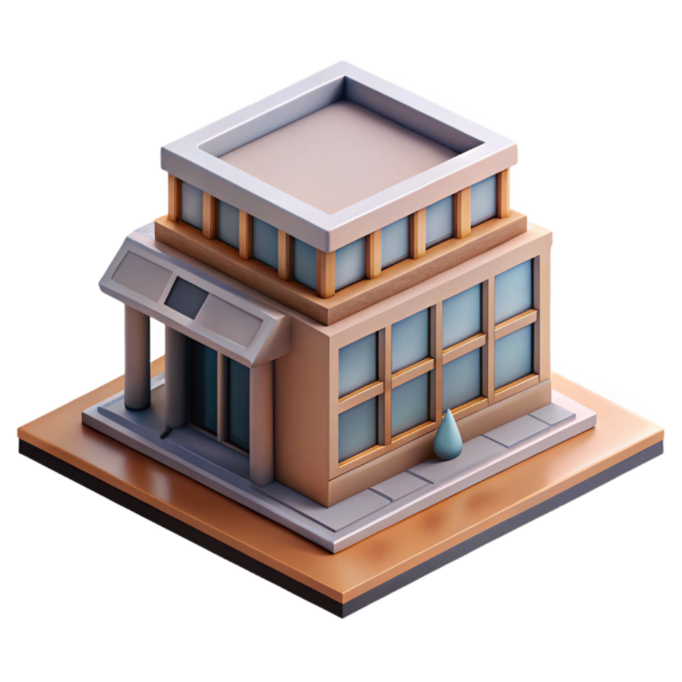 vibrant modern Isometric Building with Modern Design Isolated Element detailed png