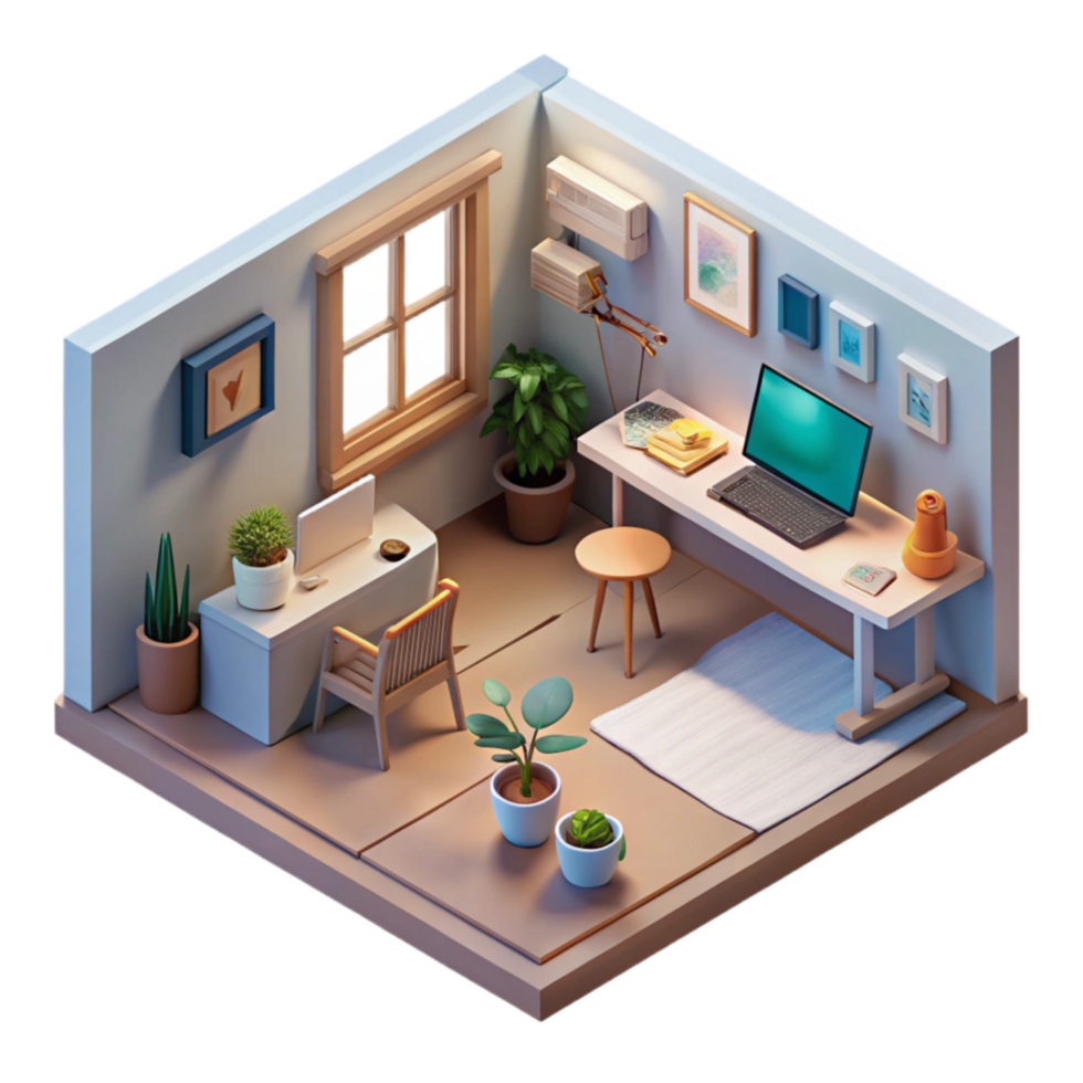 extraordinary modern Isometric Ar Room with Interactive Elements Transparent exclusive png