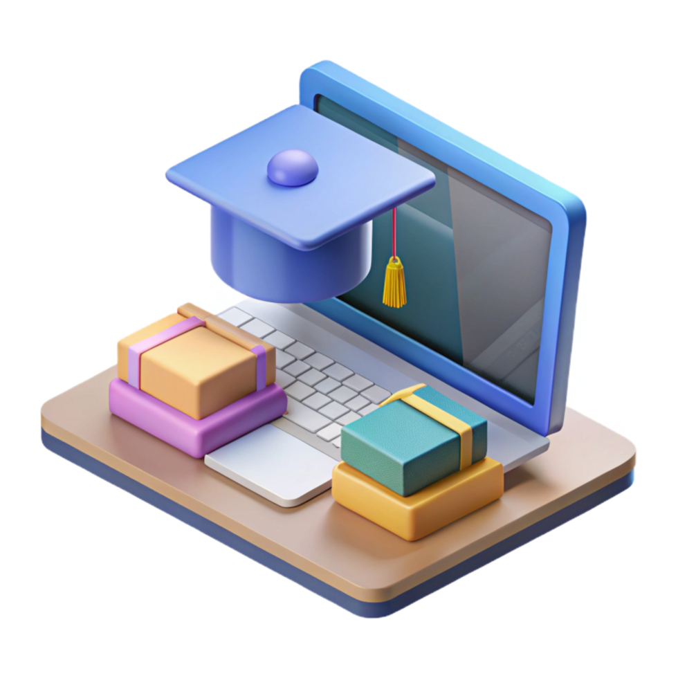 magnificent artistic Isometric Online Learning Platform Transparent Background genuine png