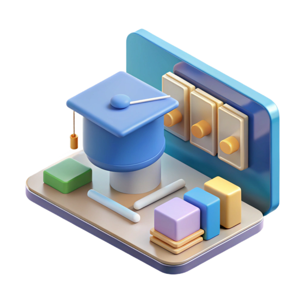 impressive traditional Isometric Online Learning Platform Transparent Background detailed png