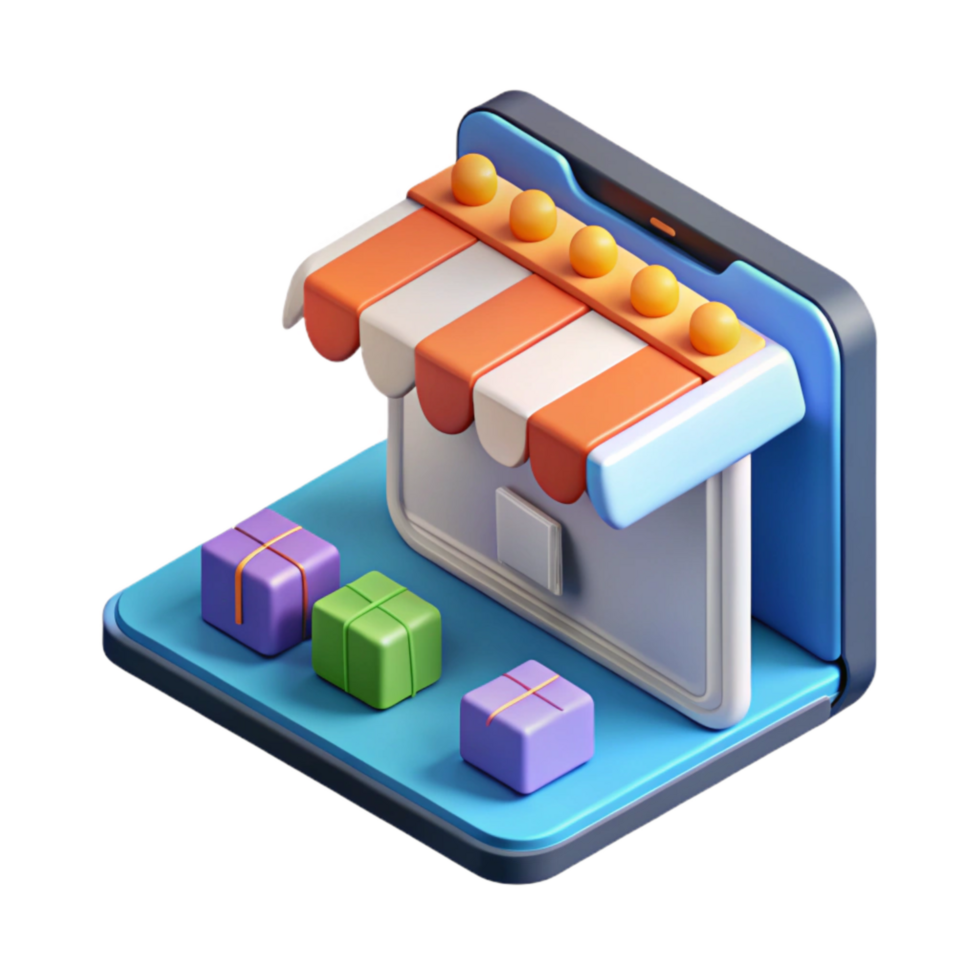 magnificent rustic Isometric Online Shopping Platform Transparent Background detailed png