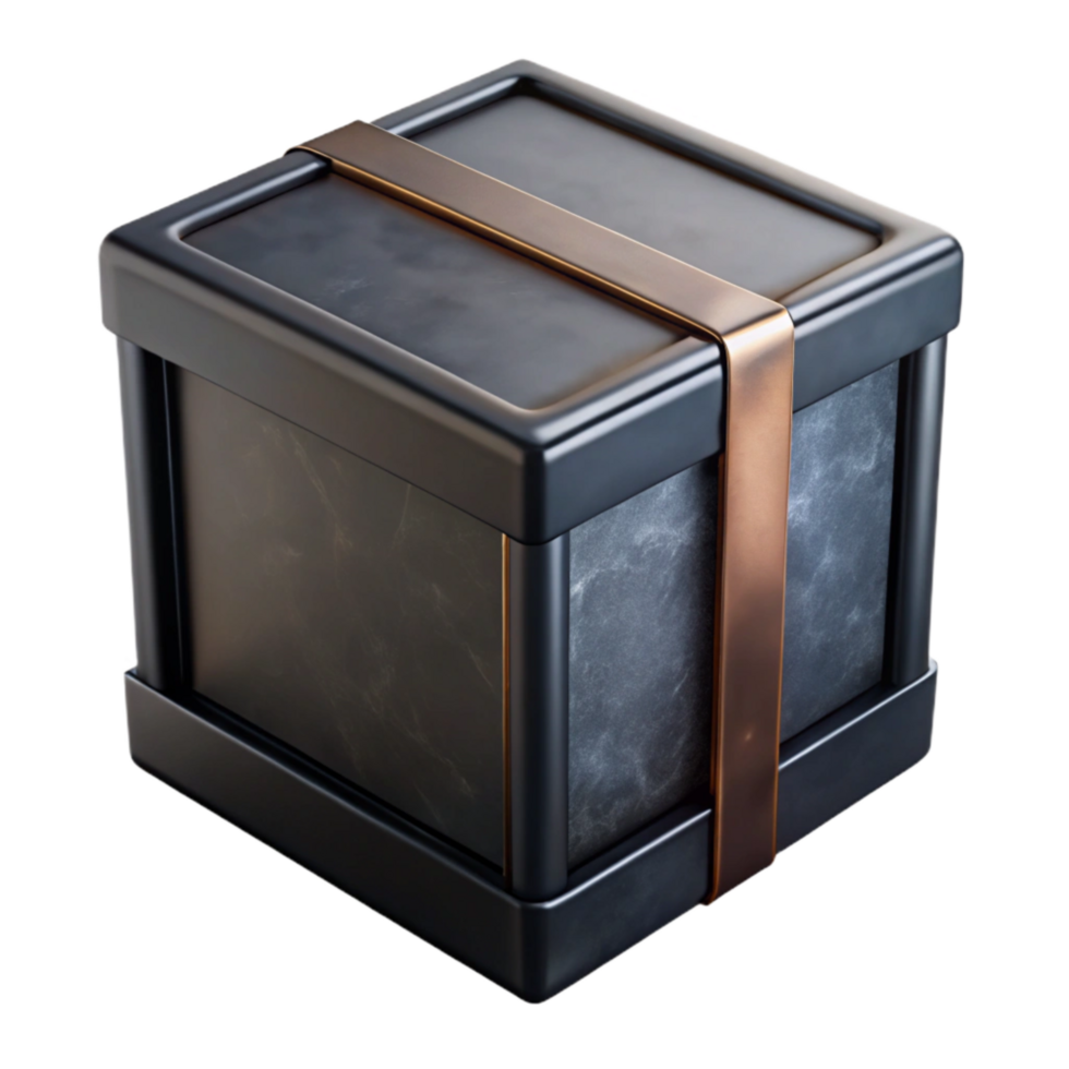 elegant artistic Isometric View of Closed Cardboard Box Transparent Background professional png
