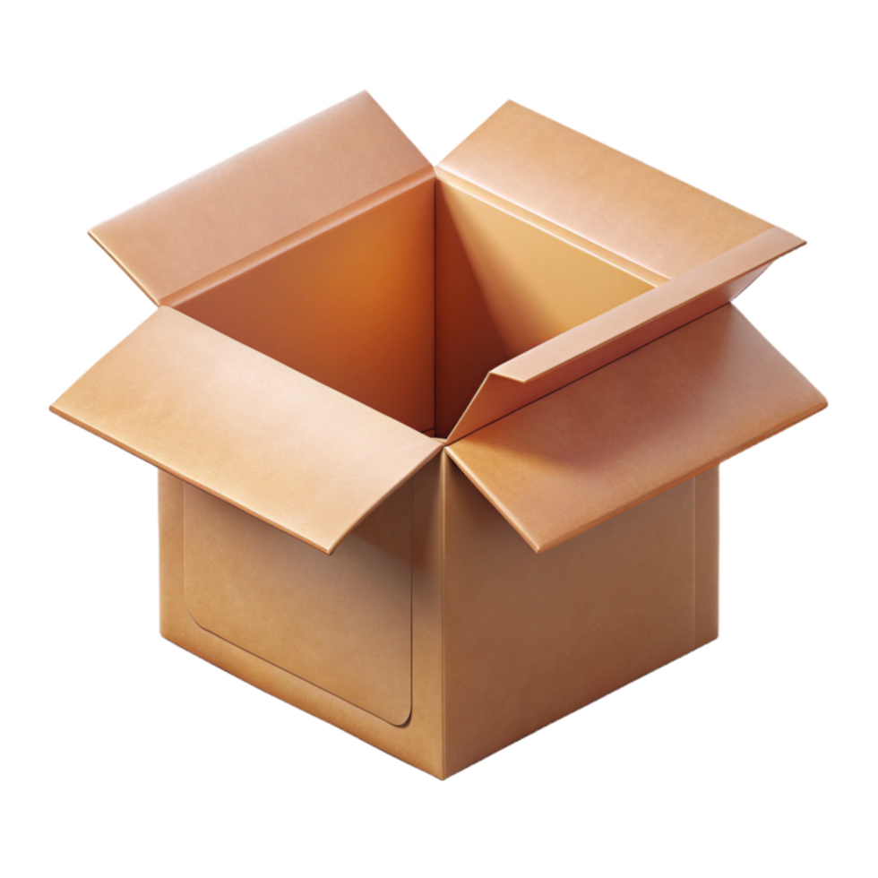 wonderful abstract Isometric View of Open Cardboard Box Transparent Background professional png