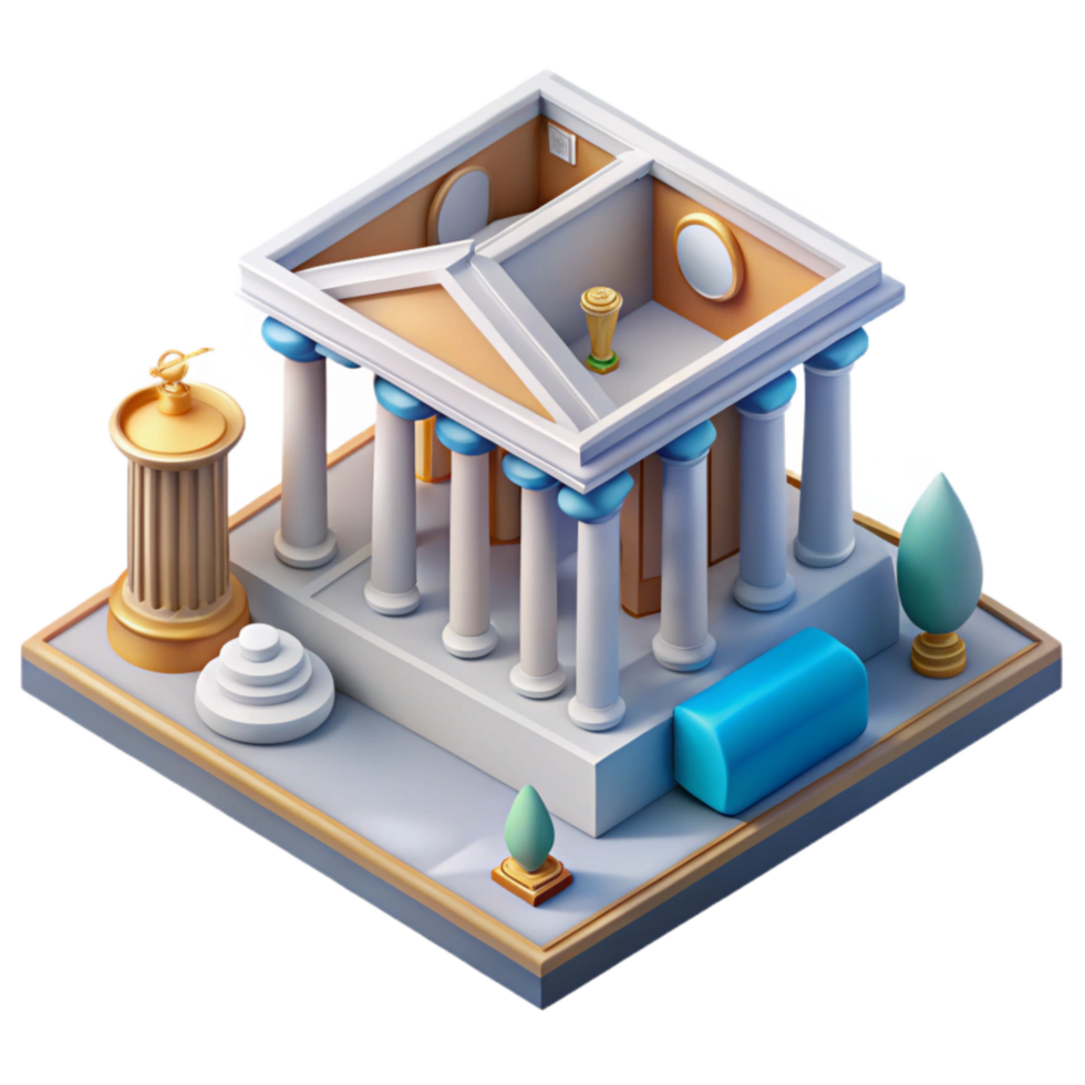 impressive artistic Isometric Virtual Museum Tour Cutout png