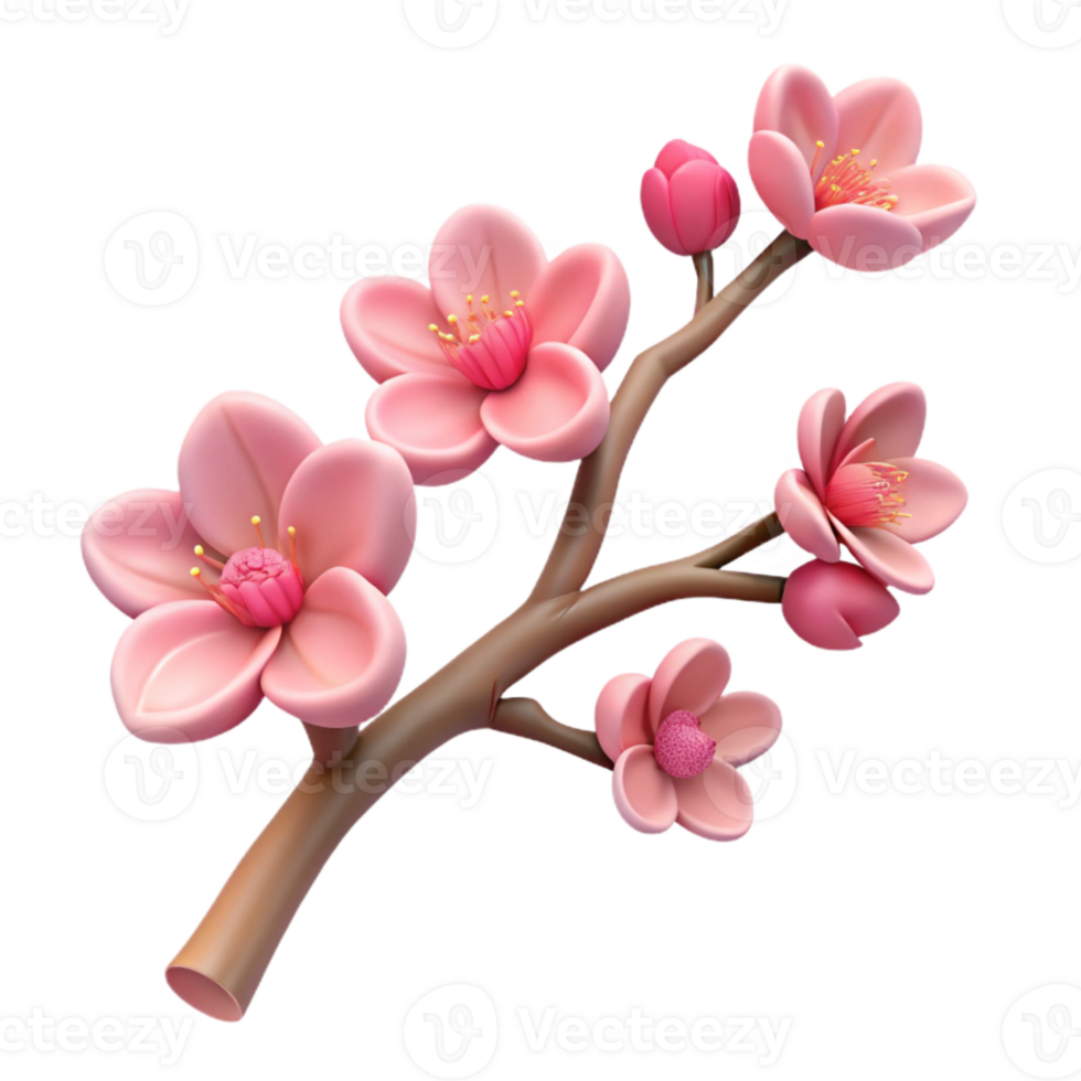 beautiful classic Japanese Cherry Blossom Branch Cutout detailed png