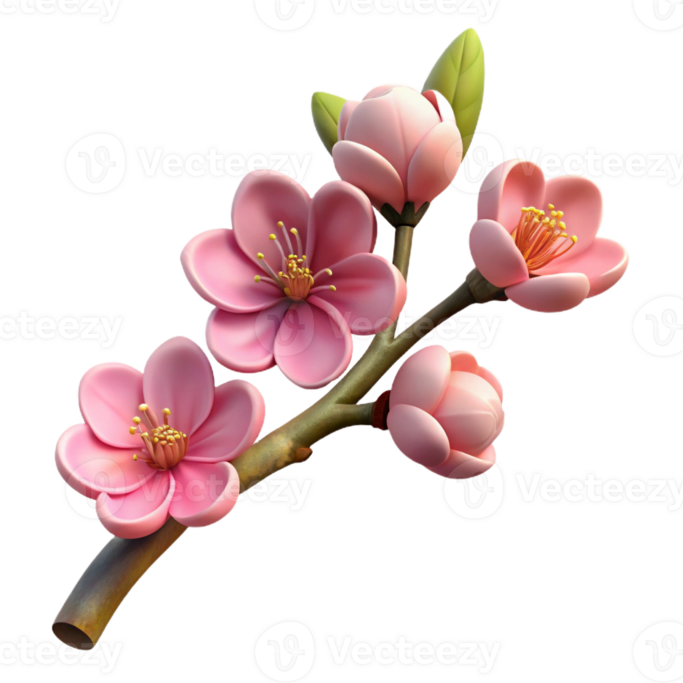 vibrant modern Japanese Cherry Blossom Branch Cutout exclusive png