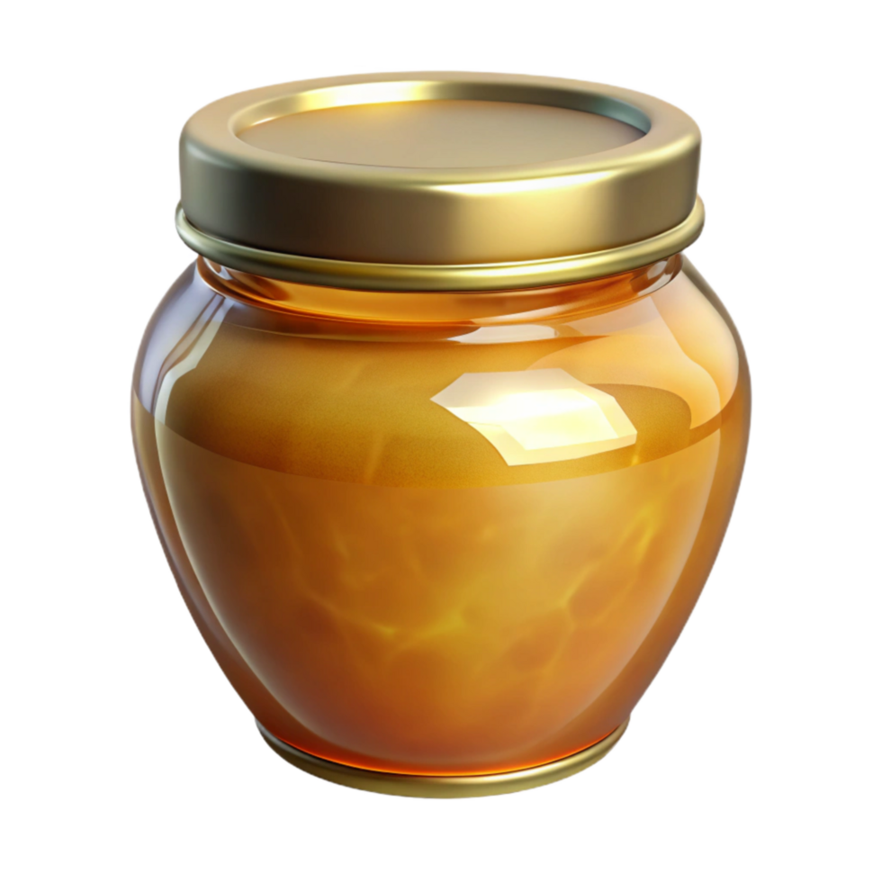 vibrant creative Jar of Honey Cutout with Golden Color Transparent Background exclusive png