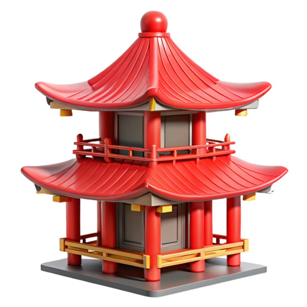 extraordinary modern Japanese Pagoda with Red Roof Cutout exclusive png