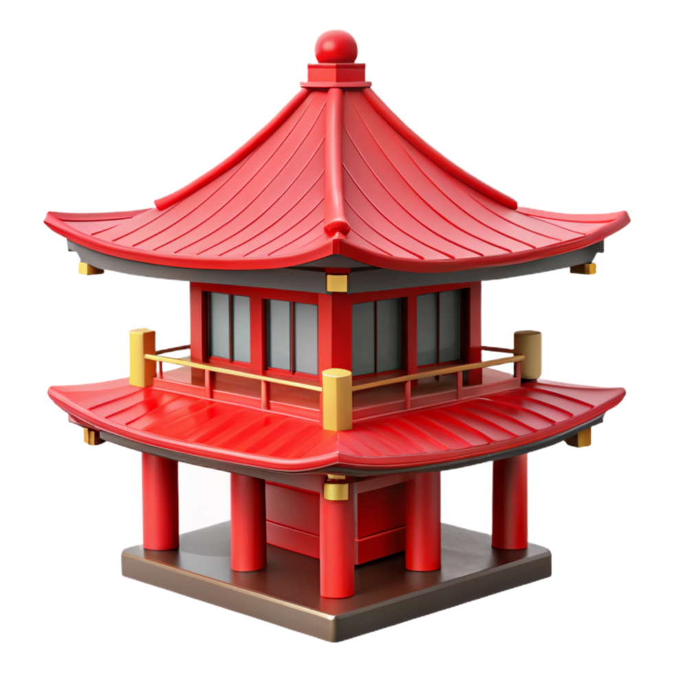 dramatic contemporary Japanese Pagoda with Red Roof Cutout premium png
