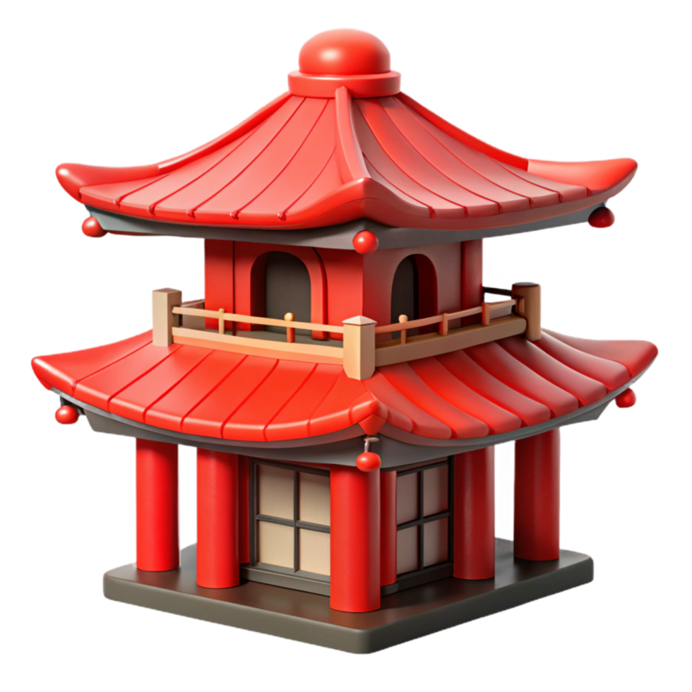 stunning artistic Japanese Pagoda with Red Roof Cutout authentic png