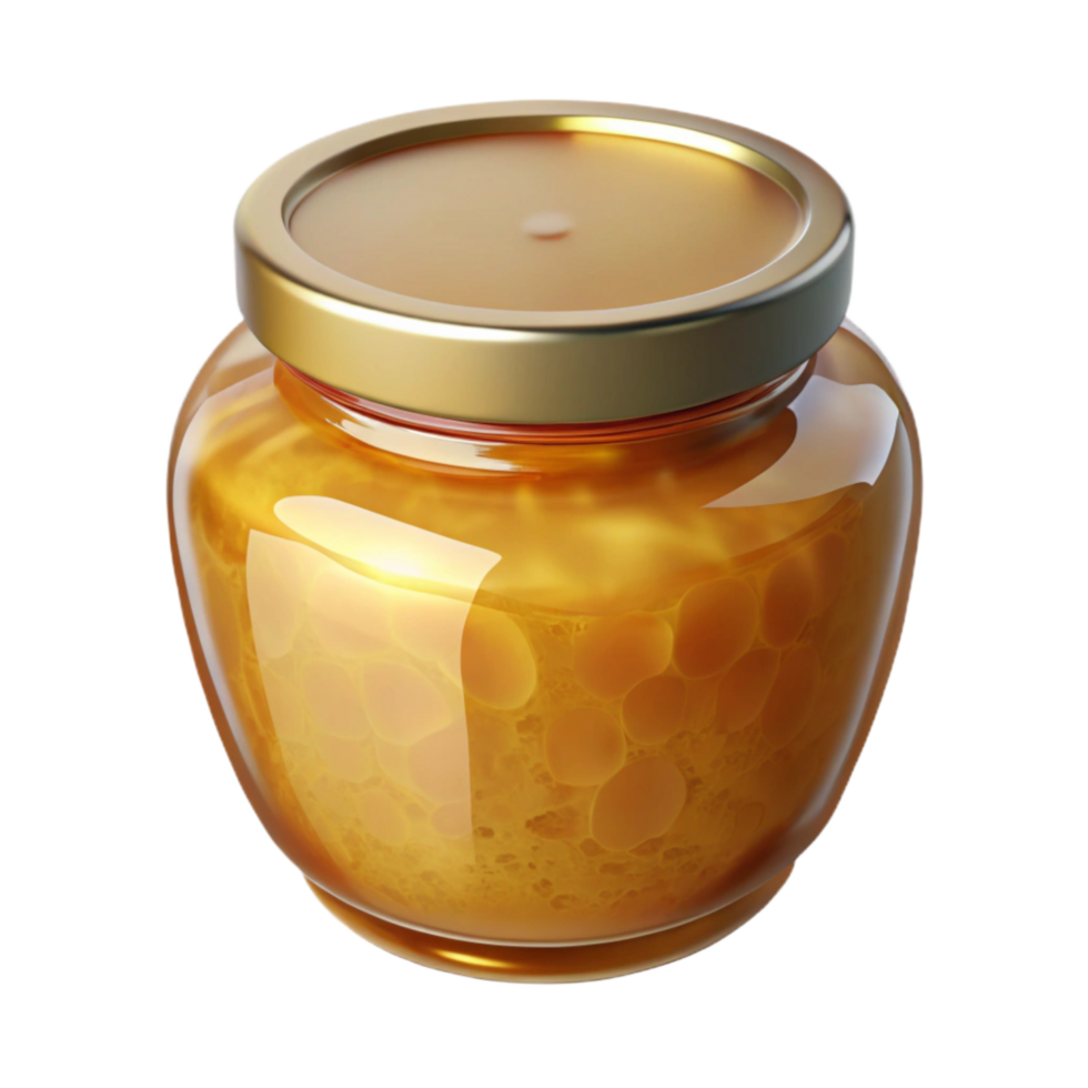 dramatic contemporary Jar of Honey Cutout with Golden Color Transparent Background premium png