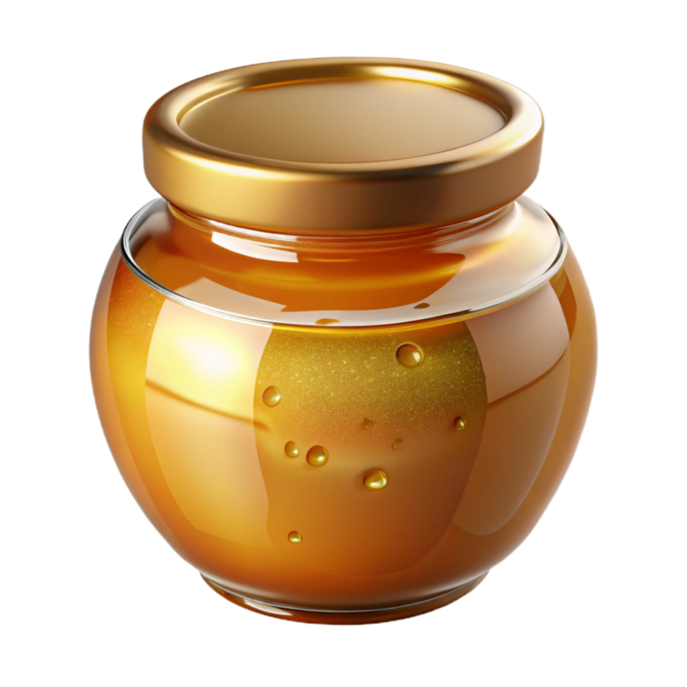 beautiful modern Jar of Honey Cutout with Golden Color Transparent Background premium png