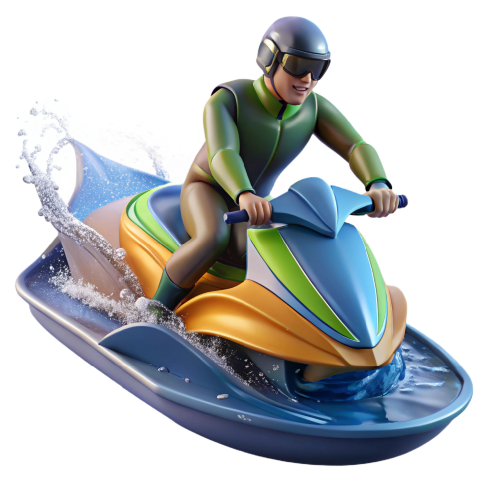 dramatic modern Jet Ski Rider Splashing Water Dynamic Angle Cutout high quality png