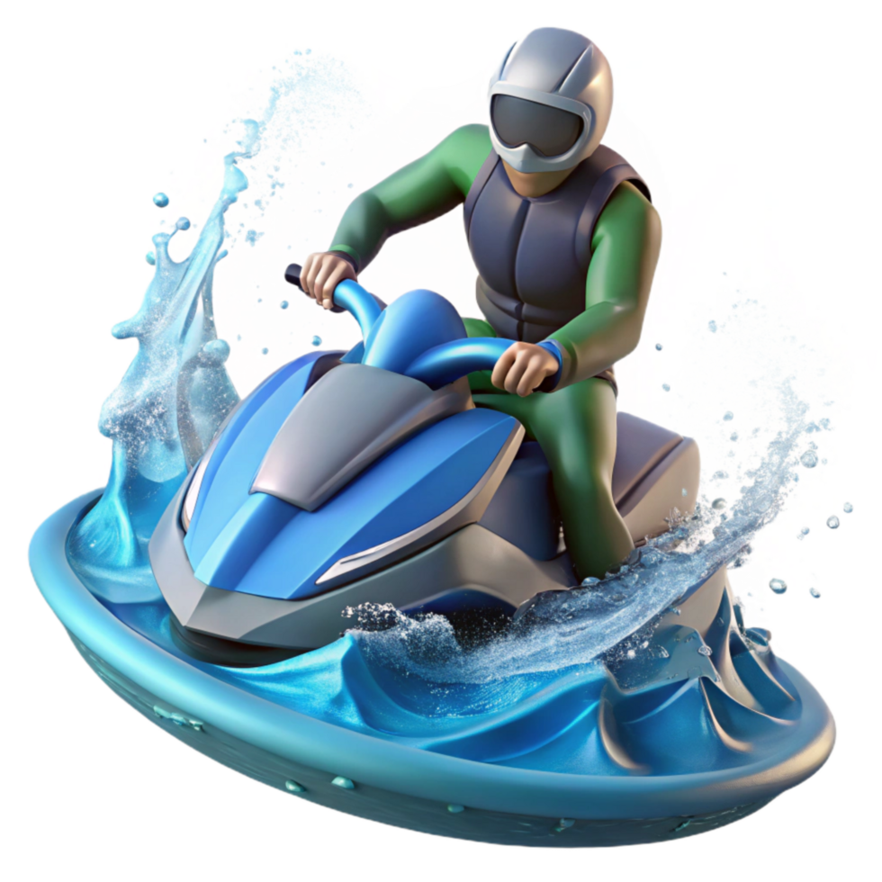 elegant vintage Jet Ski Rider Splashing Water Dynamic Angle Cutout exclusive png