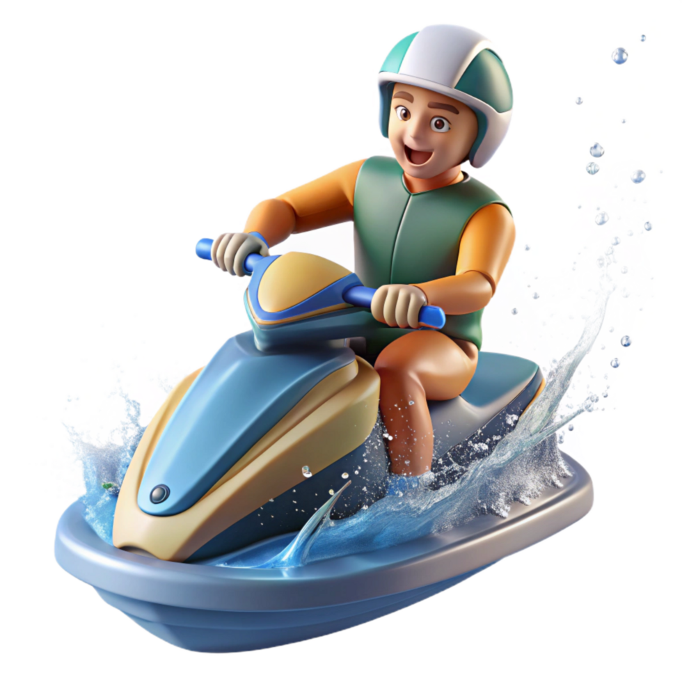 serene classic Jet Ski Rider Splashing Water Dynamic Angle Cutout detailed png