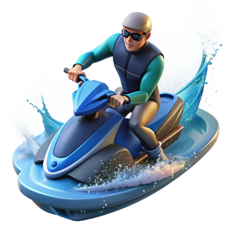 dramatic contemporary Jet Ski Rider Splashing Water Dynamic Angle Cutout exclusive png