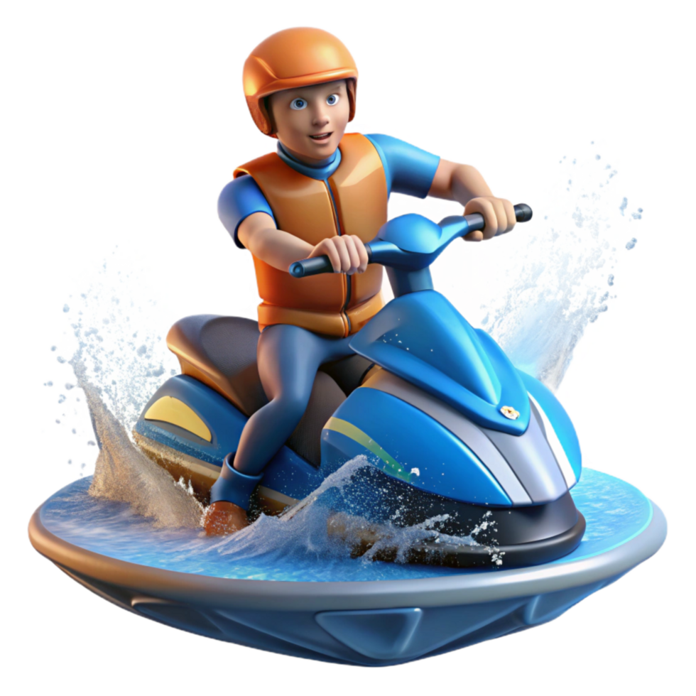 impressive vintage Jet Ski Rider Splashing Water Dynamic Angle Cutout high quality png