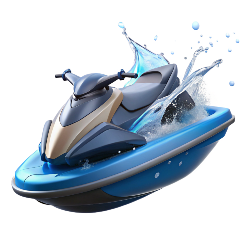 magnificent artistic Jet Ski Turning Sharp Angle Splashing Water Transparent Background original png