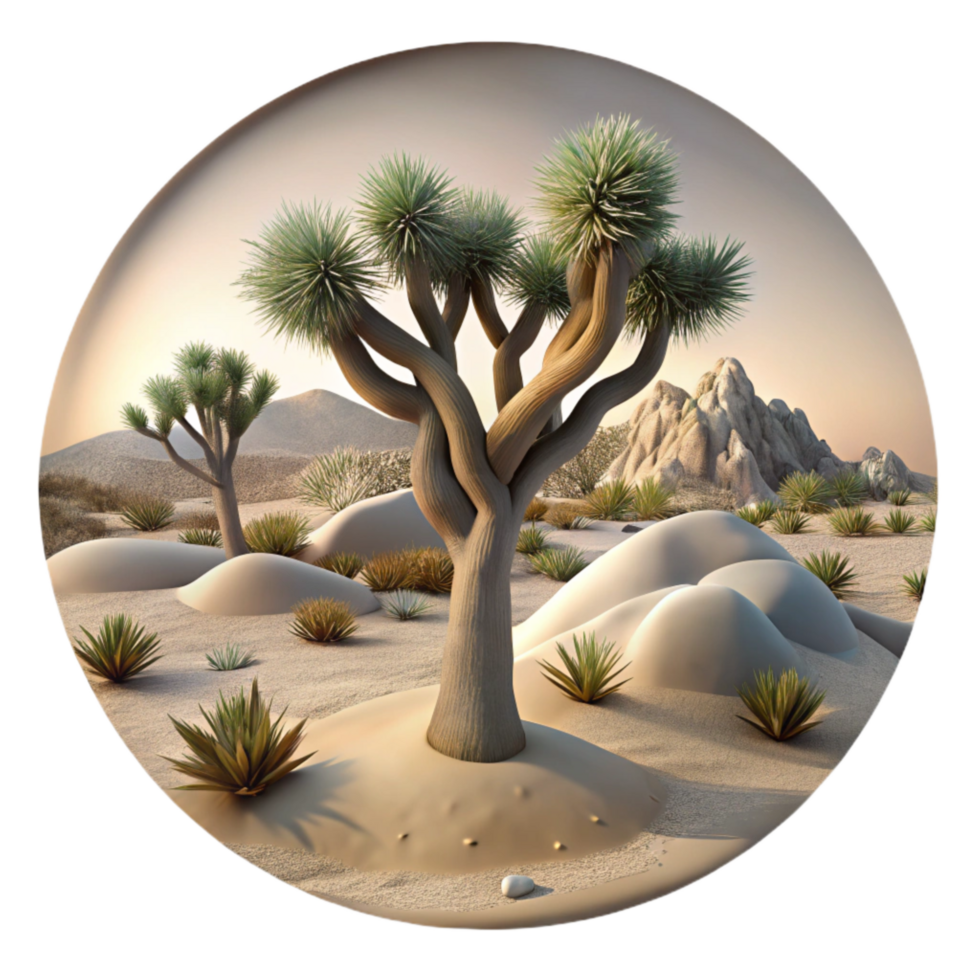 impressive abstract Joshua Tree Desert Landscape Silhouette View Transparent original png