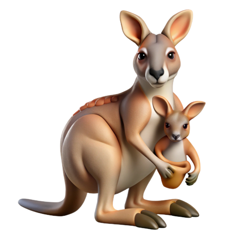 wonderful rustic Kangaroo with Joey Pouch Australian Outback premium png