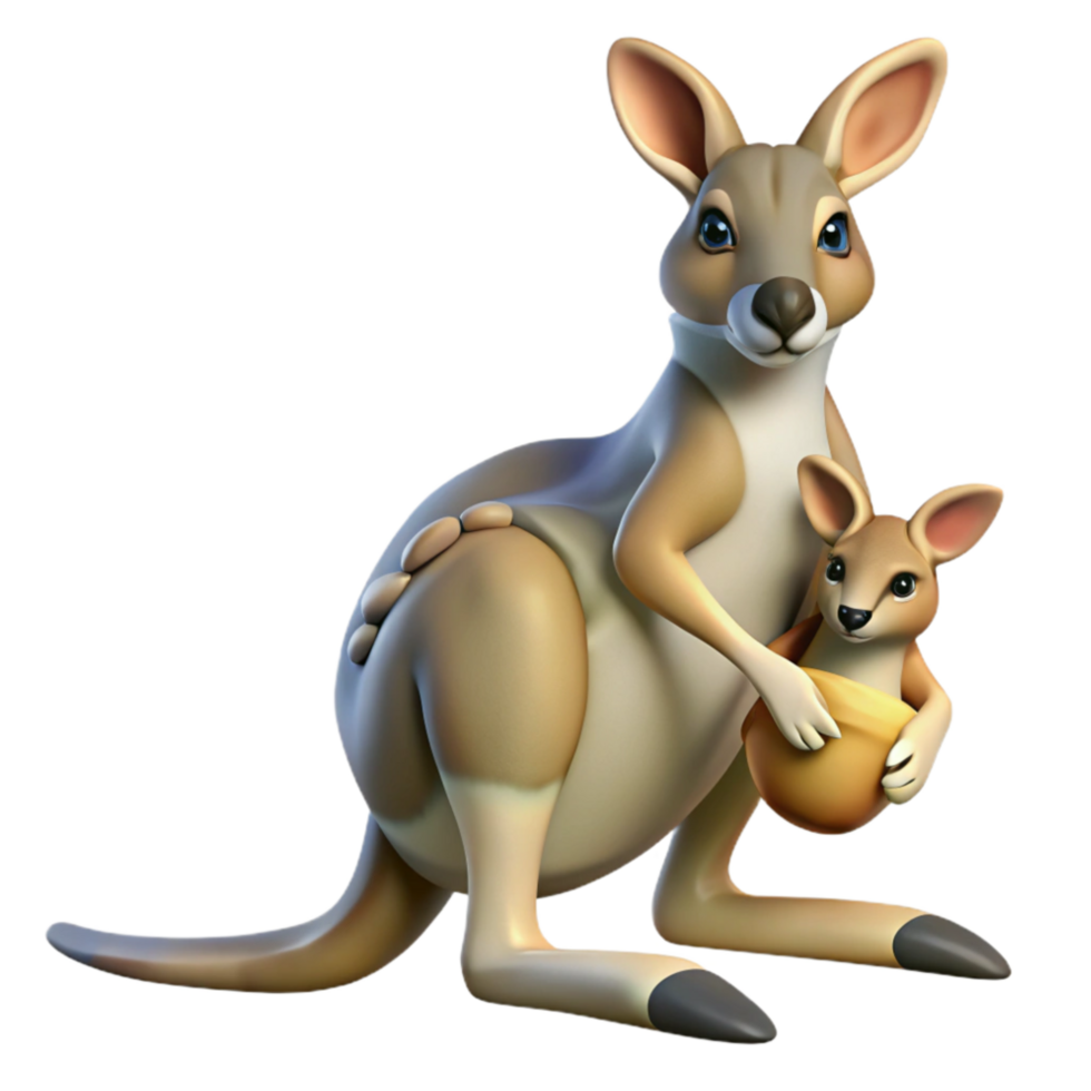 magnificent minimalist Kangaroo with Joey Pouch Australian Outback high quality png
