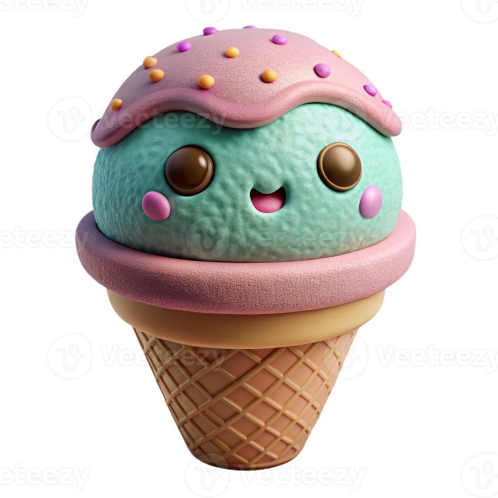 magnificent classic Kawaii Ice Cream Cone Plush Toy Cutout Front View genuine png