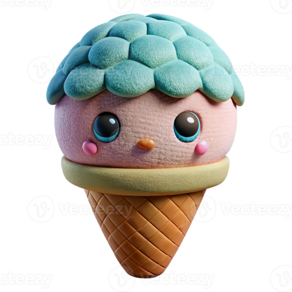 dramatic creative Kawaii Ice Cream Cone Plush Toy Cutout Front View professional png