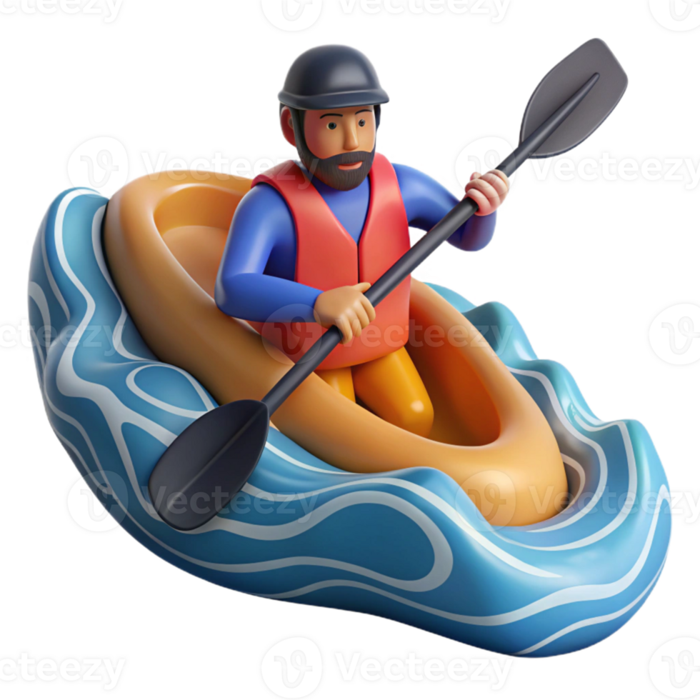 extraordinary modern Kayaker Navigating Rapids Cutout Element professional png