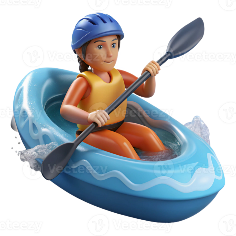 beautiful vintage Kayaker Navigating Whitewater Chute Transparent Background genuine png