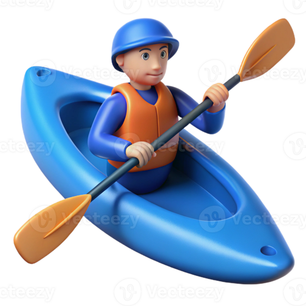 extraordinary contemporary Kayaker Paddling Blue Kayak Cutout Transparent premium png