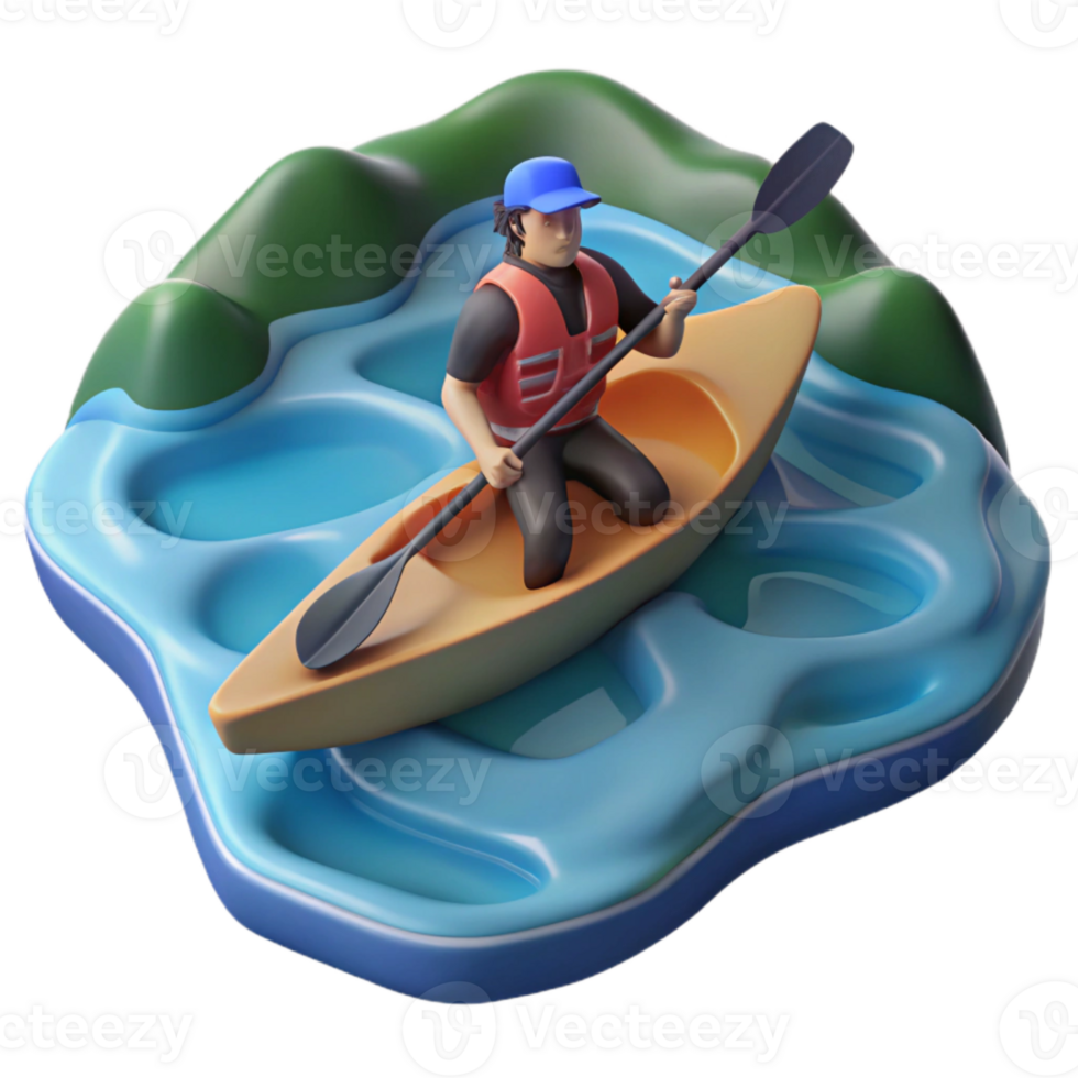 beautiful traditional Kayaker Paddling Calm Lake Waters Transparent Background premium png