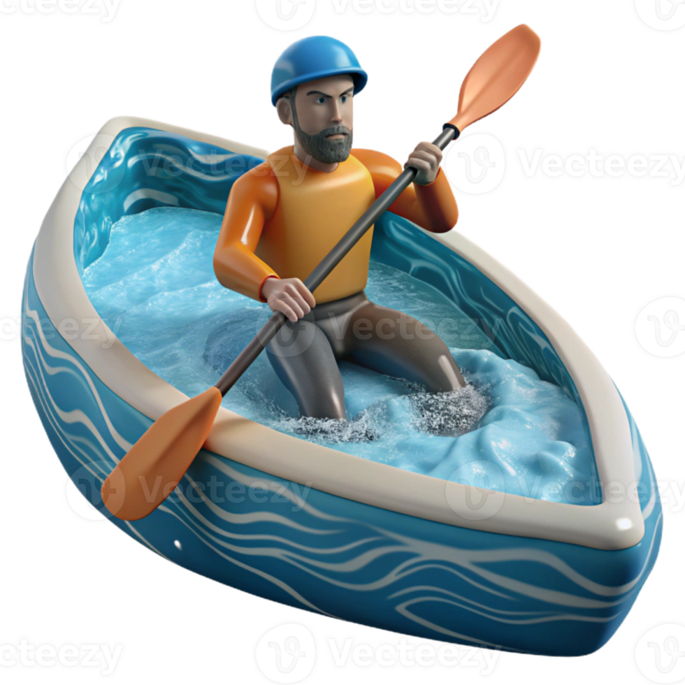 wonderful vintage Kayaker Paddling Calm Lake Waters Transparent Background high resolution png