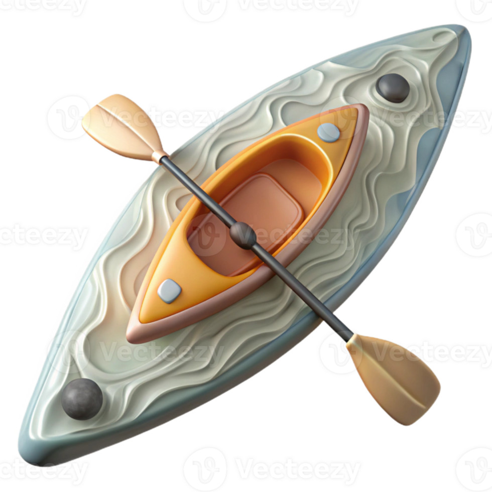extraordinary traditional Kayak on Lake Top View Isolated Image authentic png