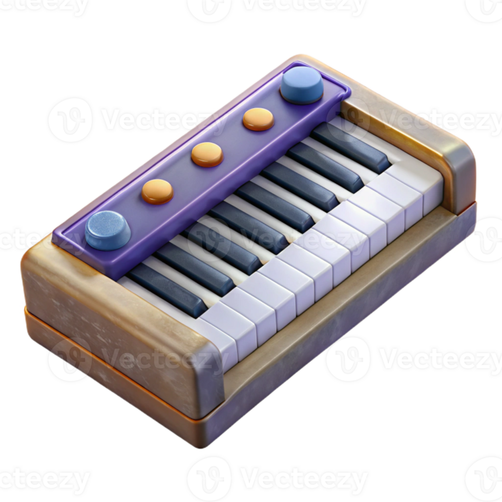 beautiful creative Keyboard Synth Top Down View Cutout Transparent Background professional png