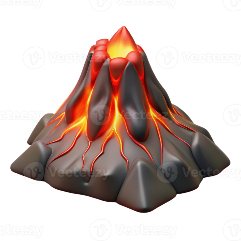 magnificent classic Kilauea Volcano Lava Flow Night View Cutout png