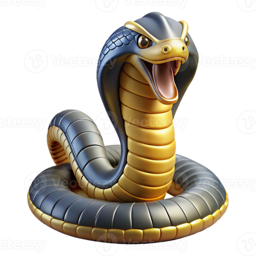 vibrant modern King Cobra Striking Pose Transparent Background genuine png
