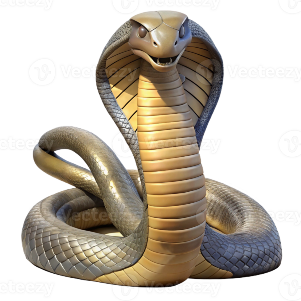 impressive vintage King Cobra Striking Pose Transparent Background genuine png