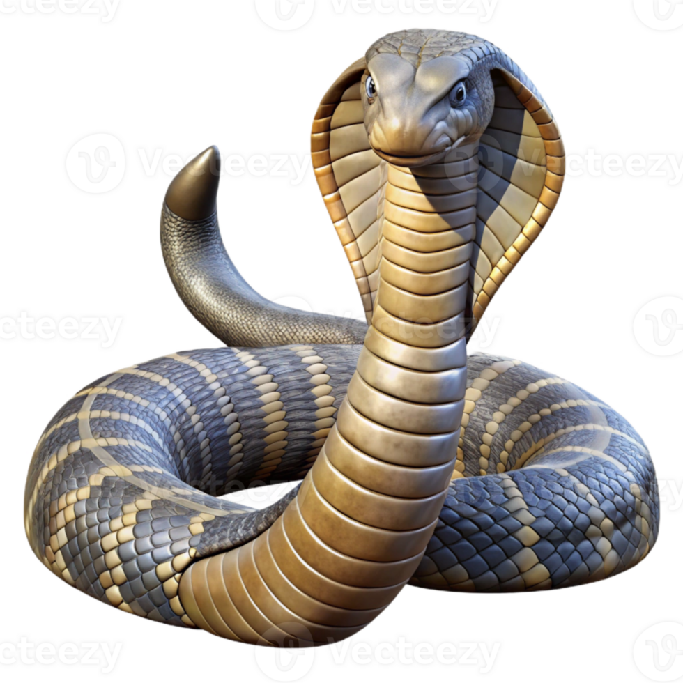 magnificent classic King Cobra Striking Pose Transparent Background high resolution png