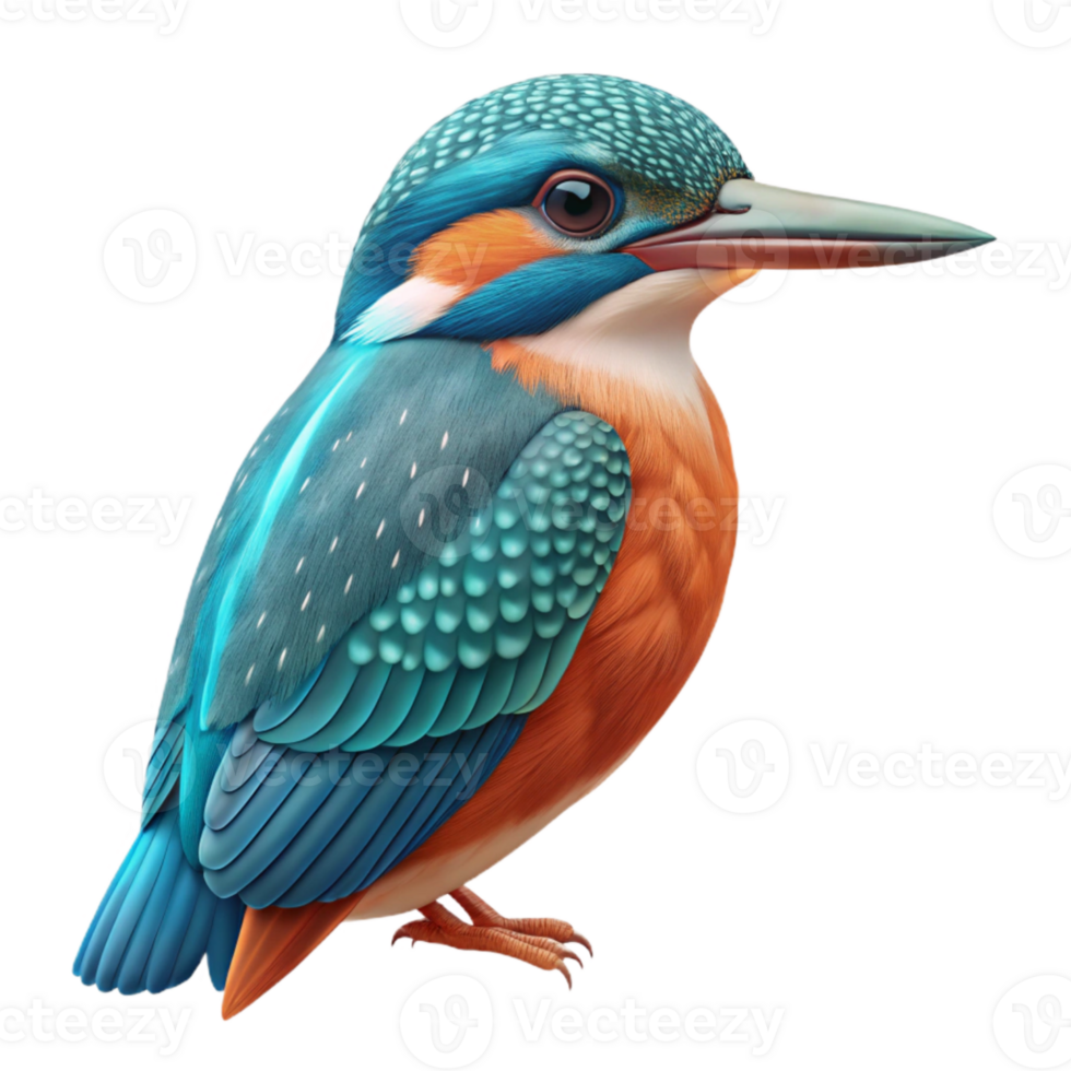 serene contemporary Kingfisher Side View Cutout Transparent Background authentic png