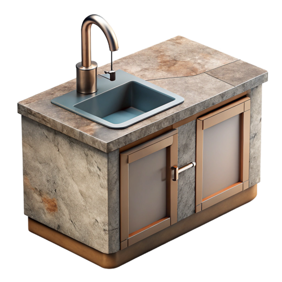 wonderful rustic Kitchen Countertop with Sink Cutout Element detailed png
