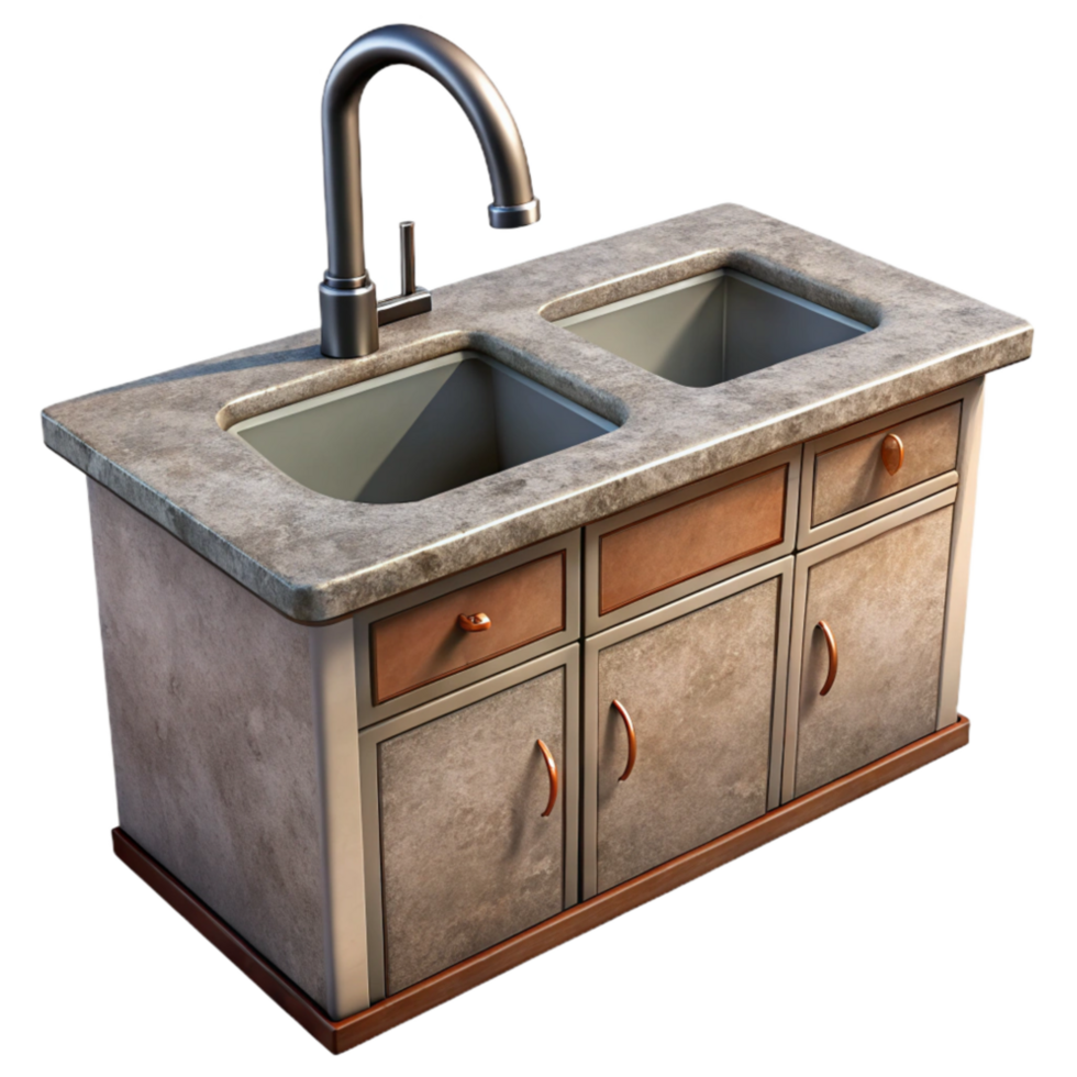 beautiful modern Kitchen Countertop with Sink Cutout Element authentic png