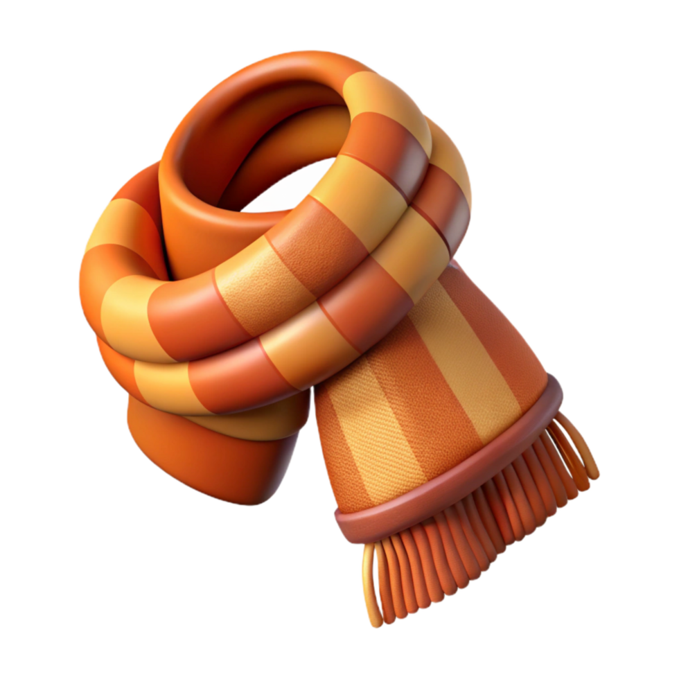 wonderful modern Knitted Scarf with Fringe Warm Tone Transparent Background genuine png