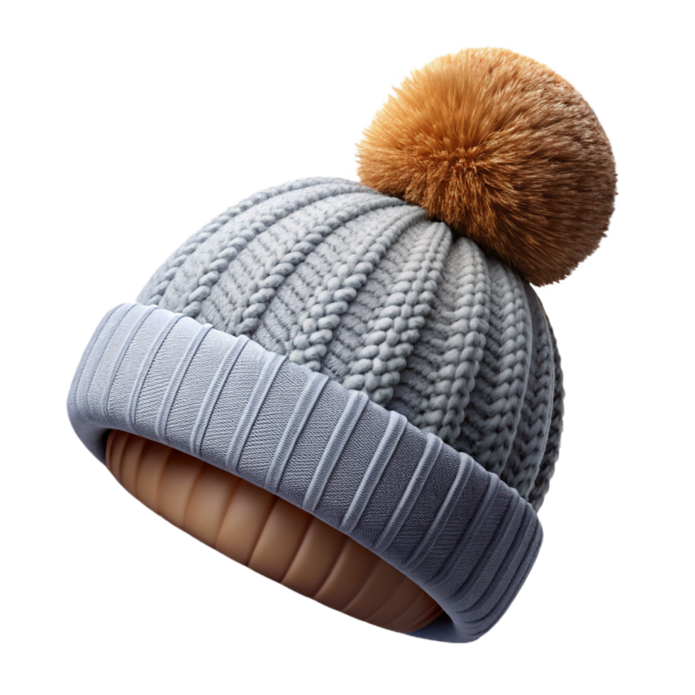 vibrant minimalist Knitted Hat with Pompom Winter Style Isolated Element high resolution png