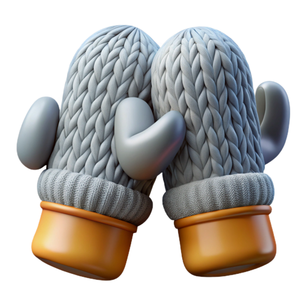 elegant creative Knitted Mittens with Cable Pattern Winter Style Isolated Element high quality png
